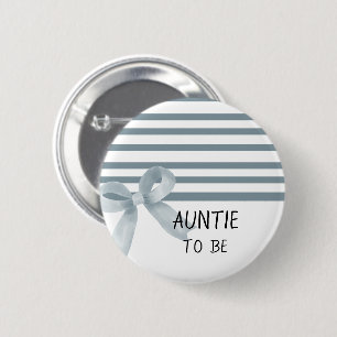 Schattige Waterverf Blauwe Strik Baby Shower Tante Ronde Button 5,7 Cm