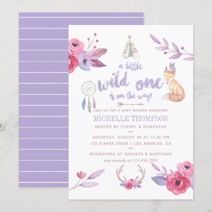 Schattige waterverf Boho-stam babyshower uitnodigi Kaart