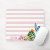 Schattige Waterverf Cactus, Succulent Stripes Muismat (Met muis)