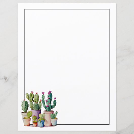 Schattige waterverf cactussen succulenten in potte (Voorkant)