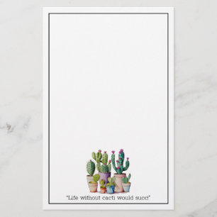 Schattige waterverf cactussen succulenten in potte briefpapier