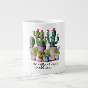 Schattige waterverf cactussen succulenten in potte extra grote beker