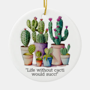 Schattige waterverf cactussen succulenten in potte keramisch ornament