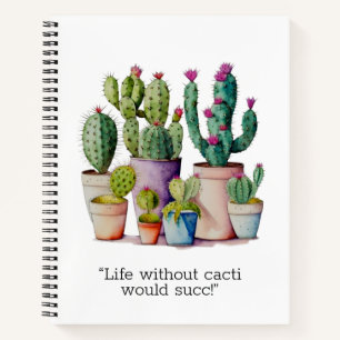 Schattige waterverf cactussen succulenten in potte notitieboek