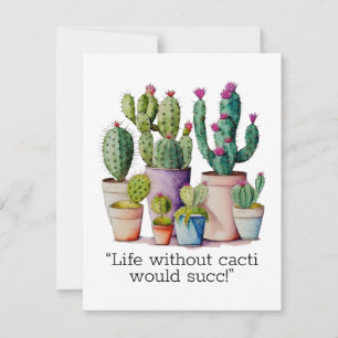 Schattige waterverf cactussen succulenten in potte notitiekaartje
