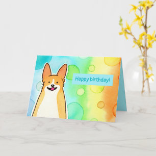 Schattige Waterverf Corgi Birthday Kaart