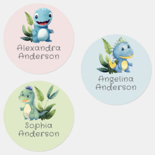 Schattige Waterverf Dinosaurus Groene Waterdichte Labels