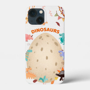 Schattige Waterverf-dinosaurussen met grote dineei iPhone 13 Mini Hoesje
