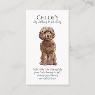 Schattige Waterverf Dog Walker Pet Sitter Visitekaartje