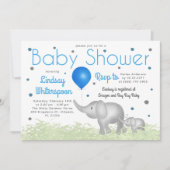 Schattige Waterverf Elephants Boy Baby shower Kaart (Voorkant)