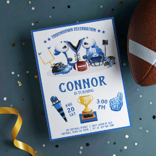 Schattige Waterverf Football All Star Blue Verjaar Kaart