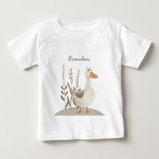 Schattige Waterverf Gans Baby T-shirt (Voorkant)