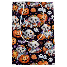 Schattige Waterverf Halloween Puppy & Pompoenen
