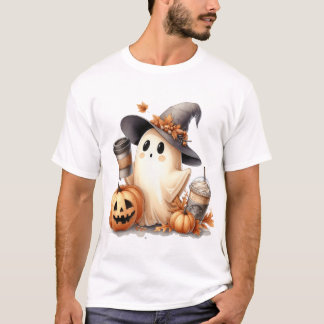Schattige Waterverf Heks Geest met Koffie & Pompoe T-shirt