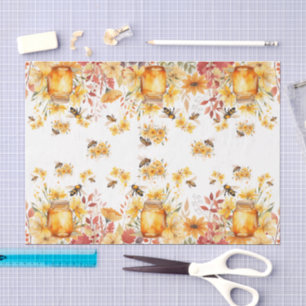 Schattige waterverf honingbijen & bloemen tissuepapier