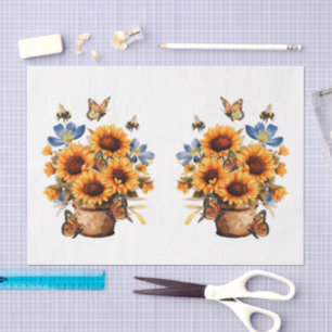 Schattige waterverf honingbijen & zonnebloemen tissuepapier