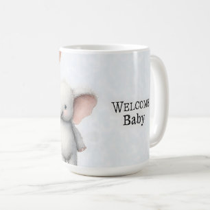 Schattige waterverf illustratie van een babyolifan koffiemok