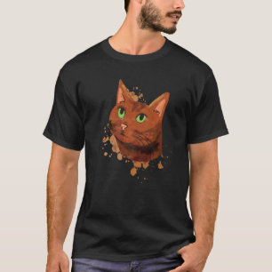 Schattige Waterverf Kat voor Bruine Kat Kleurrijke T-shirt