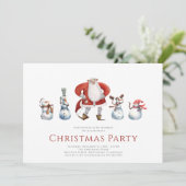 Schattige waterverf kerstkaart met sneeuwmannen en kaart (Staand voorkant)