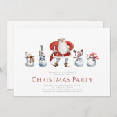 Schattige waterverf kerstkaart met sneeuwmannen en kaart (Voorkant / Achterkant)