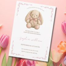 Schattige Waterverf Konijn Baby Shower