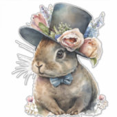 Schattige Waterverf Konijn Sticker (Voorkant)
