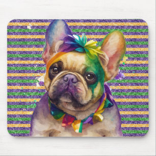 SCHATTIGE WATERVERF MARDI GRAS FRANSE BULLDOG HOND MUISMAT