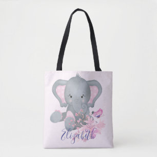 Schattige waterverf Olifant baby Draagtas