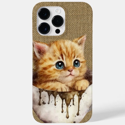 SCHATTIGE WATERVERF ORANJE TABBY KITTEN IN CUP Case-Mate iPhone CASE (Achterkant)