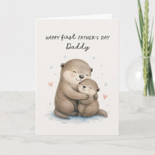 Schattige Waterverf Otter Eerste Vaderdag Kaart