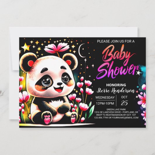 Schattige Waterverf Panda Haven Meisje Baby shower Kaart (Voorkant)