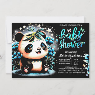 Schattige Waterverf Panda Magic Boy Baby shower Kaart