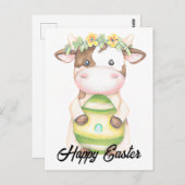 Schattige Waterverf Pasen Koe Briefkaart (Voorkant / Achterkant)
