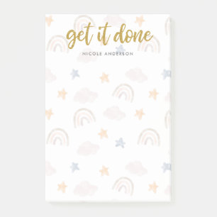 Schattige waterverf pastel regenboog wolken sterre post-it® notes