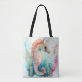 SCHATTIGE WATERVERF PASTEL SEAHORSES DRAAGTAS (Voorkant)