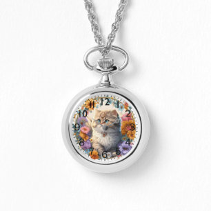 Schattige Waterverf Perzische Kitten Print Horloge