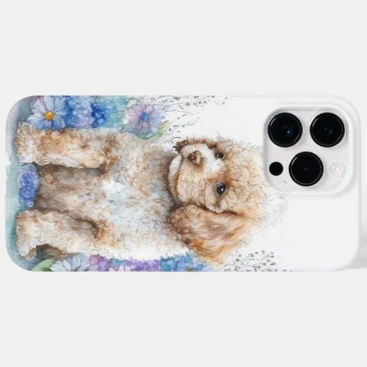 SCHATTIGE WATERVERF POODLE PUPPY DOG Case-Mate iPhone CASE (Achterkant (horizontaal))