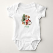 Schattige Waterverf puppy met kleine pinguïn Romper (Voorkant)