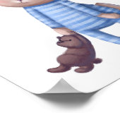 Schattige Waterverf Sleepy Bunny | Wandafdrukken Poster (Hoek)