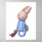 Schattige Waterverf Sleepy Bunny | Wandafdrukken Poster (Voorkant)