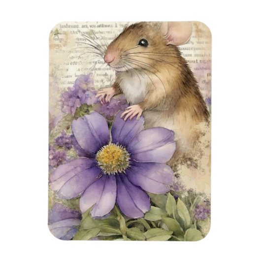 Schattige Waterverf Spring Mouse Magneet (Verticaal)
