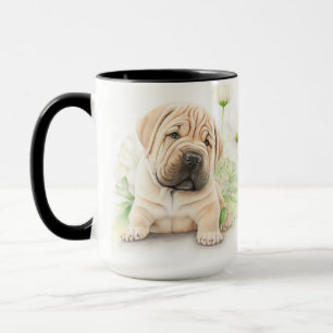 SCHATTIGE WATERVERF TAN SHAR PEI PUPPY DOG MOK