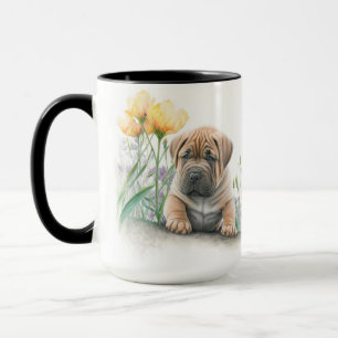 SCHATTIGE WATERVERF TAN SHAR PEI PUPPY DOG MOK