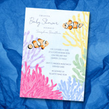 Schattige Waterverf Tropische Clownvis Baby Shower