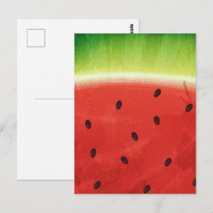 Schattige waterverf watermeloen enorme grappige pl briefkaart