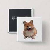 Schattige Waterverf Welsh Corgi Button (Voorkant /achterkant)