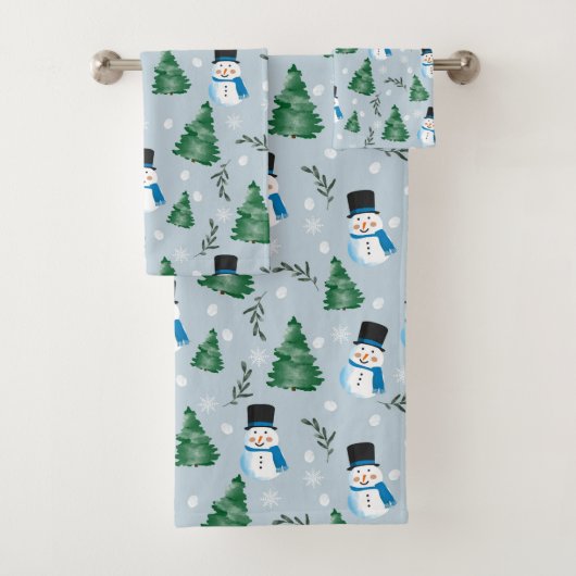 Schattige Waterverf wintersneeuwpatroon Bad Handdoek (Insitu)