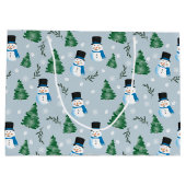 Schattige Waterverf wintersneeuwpatroon Groot Cadeauzakje (Achterkant)