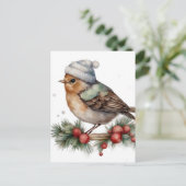 Schattige Waterverf wintervogel Briefkaart (Staand voorkant)