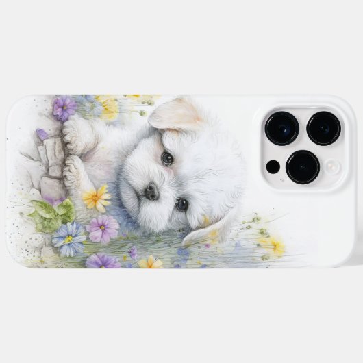 SCHATTIGE WATERVERF WITTE MALTESE PUPPY DOG Case-Mate iPhone CASE (Achterkant (horizontaal))
